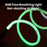 there are two green glow rope lights that are glowing up
