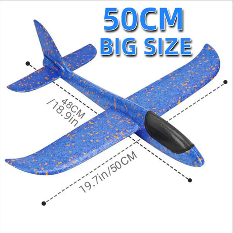 a model of a small airplane with a blue and orange paint scheme