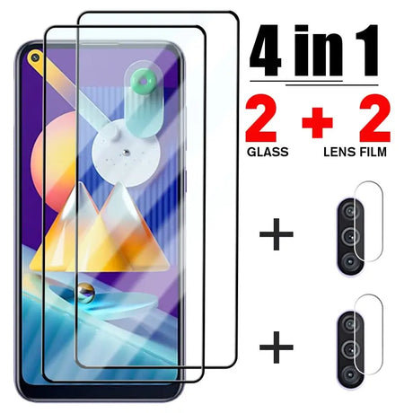 2 in 1 tempered screen protector for samsung galaxy m20