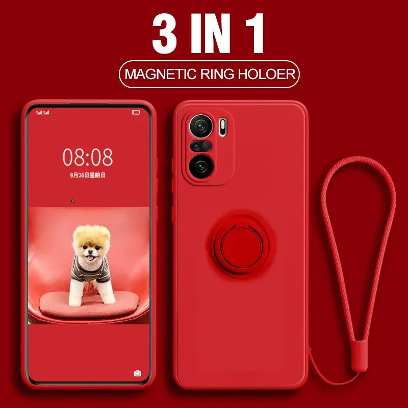 the red phone case with a phone holder