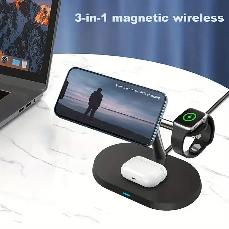 3-in-1 magnetic wireless charging station.