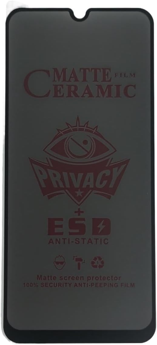 Matte ceramic privacy screen protector for a smartphone.
