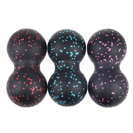 four black and pink polka dotty balls