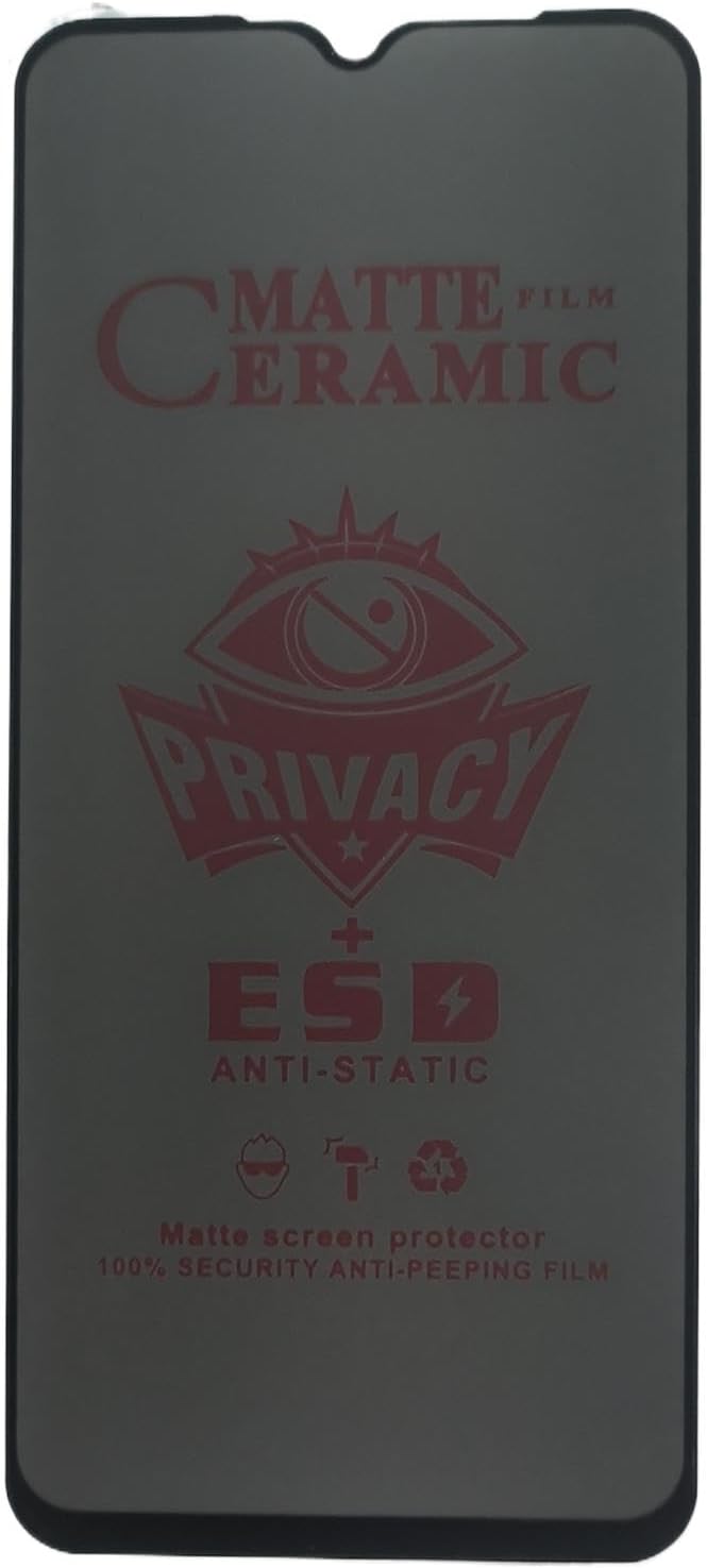 A matte ceramic privacy screen protector for a smartphone.