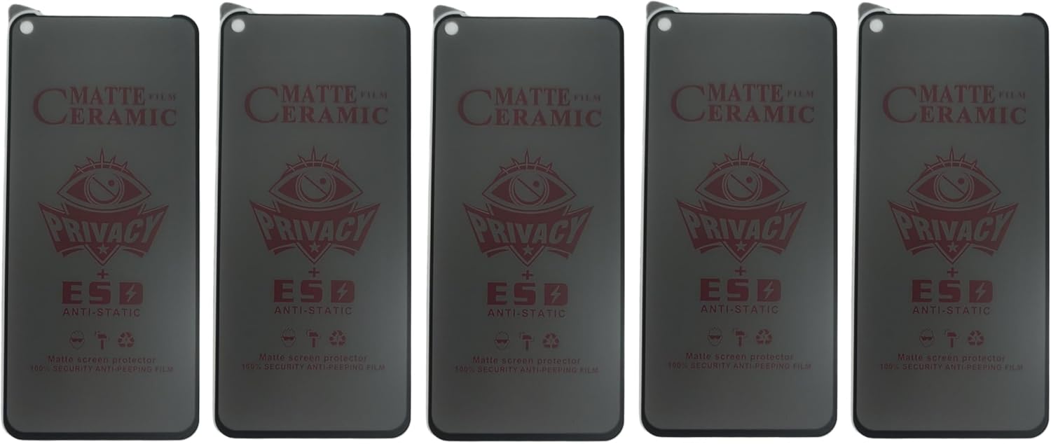 Five dark privacy screen protectors for smartphones.