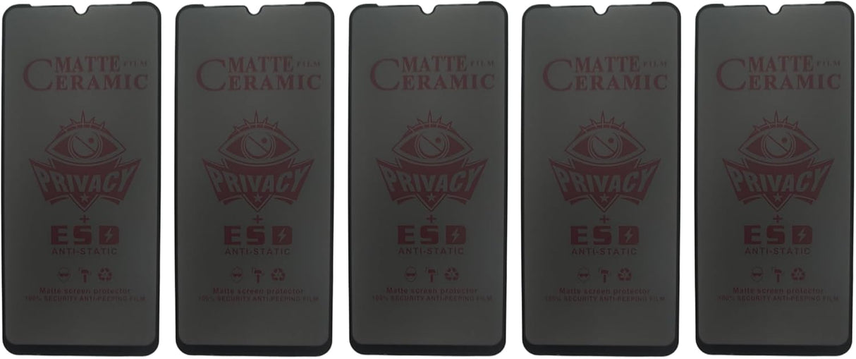 Five matte ceramic privacy screen protectors for smartphones.
