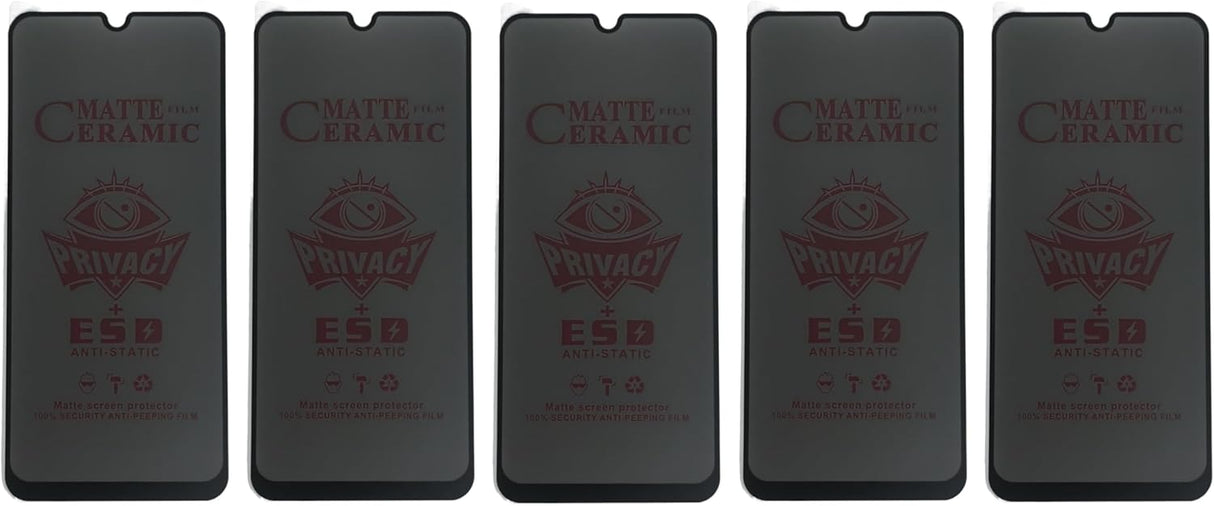 Five matte ceramic privacy screen protectors for smartphones.