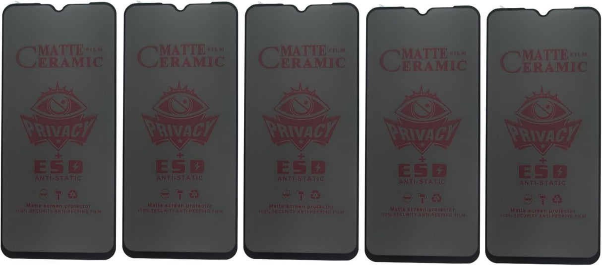 Five matte ceramic privacy screen protectors for smartphones.