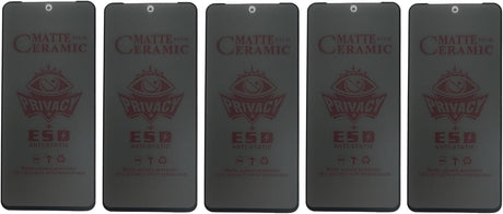Five dark matte ceramic privacy screen protectors for smartphones.