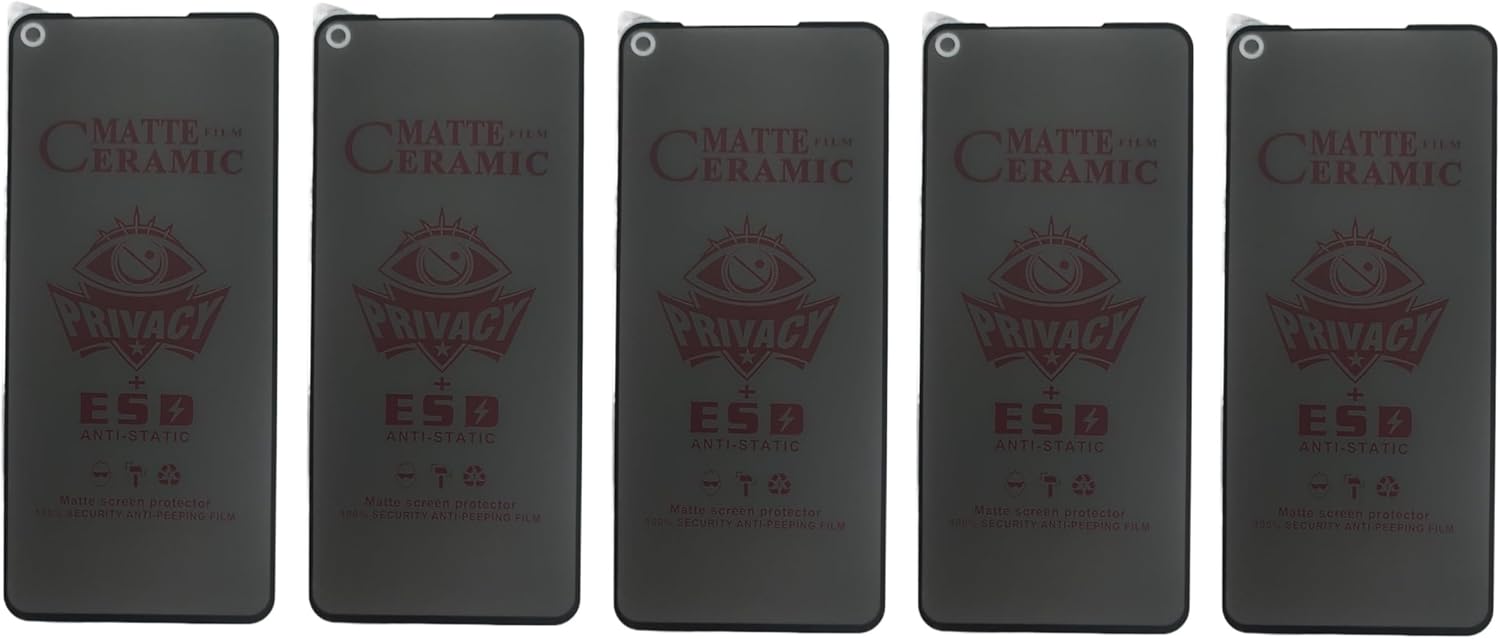 Five matte ceramic privacy screen protectors for smartphones.