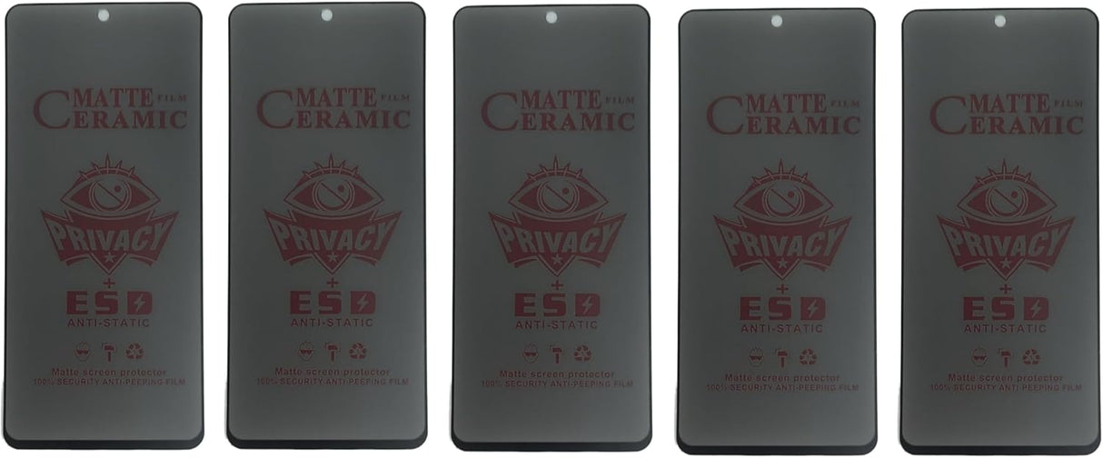 Five matte ceramic screen protectors for smartphones.