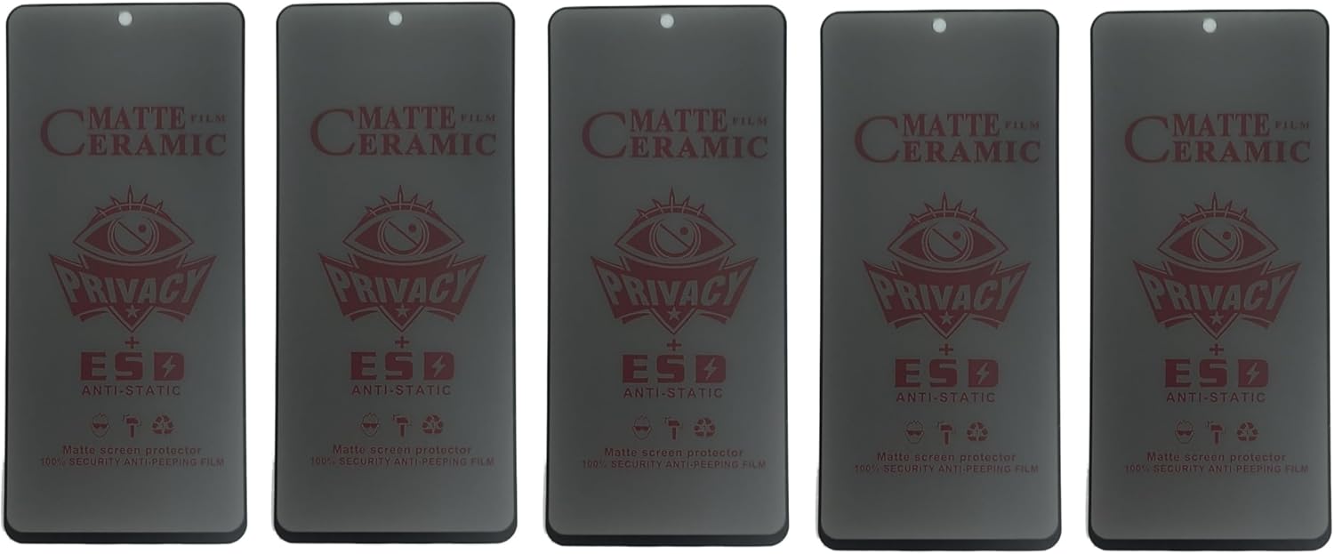 Five matte ceramic screen protectors for smartphones.