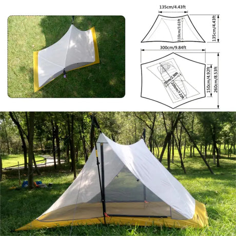 a tent with a tent attached to it