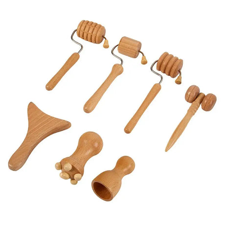 a set of wooden kitchen uts and spats