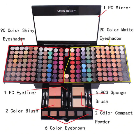 the makeup palette with its contents