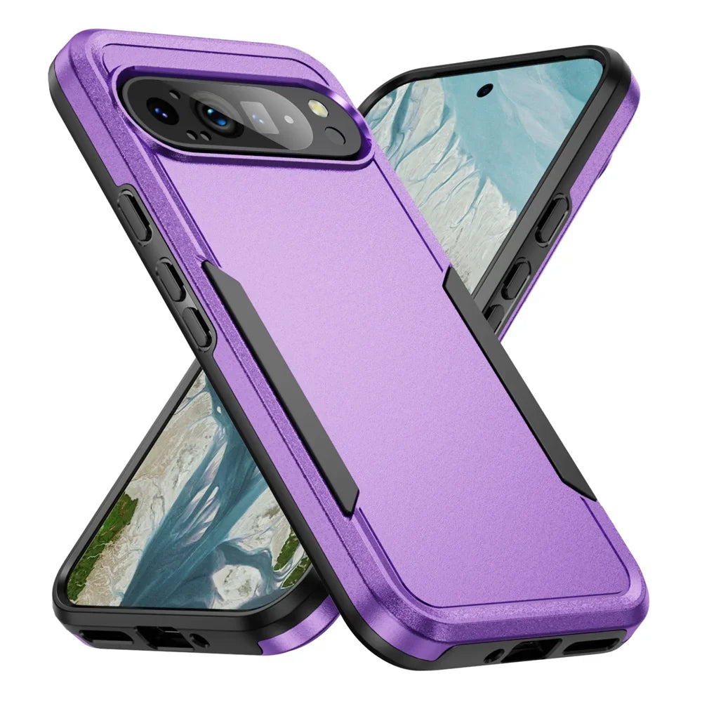 Purple dual-layer protective phone case.
