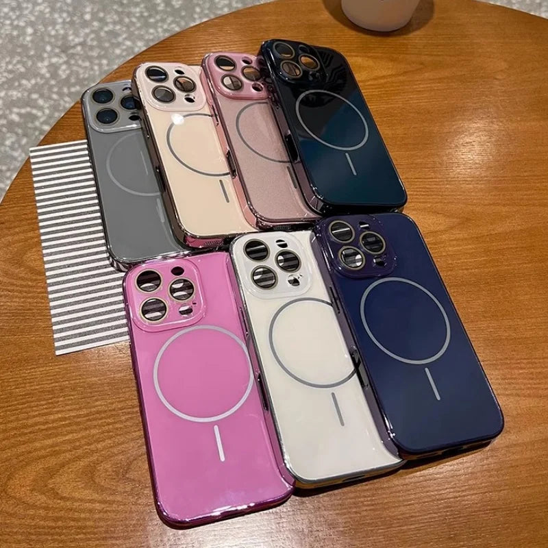 A collection of colorful smartphone cases with MagSafe rings.