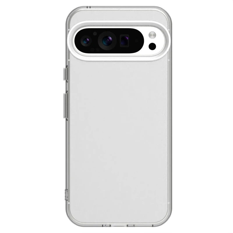 Clear phone case with a camera cutout.