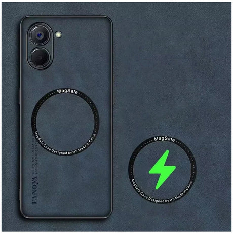 Dark gray smartphone case with a built-in MagSafe-compatible magnetic ring.