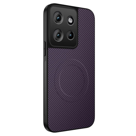 Purple woven texture phone case with a black camera module and a visible magnetic ring.