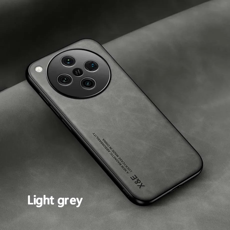 A light grey smartphone with a large, circular, multi-lens camera module.