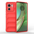 Red smartphone with a matching protective case featuring a sliding camera cover.