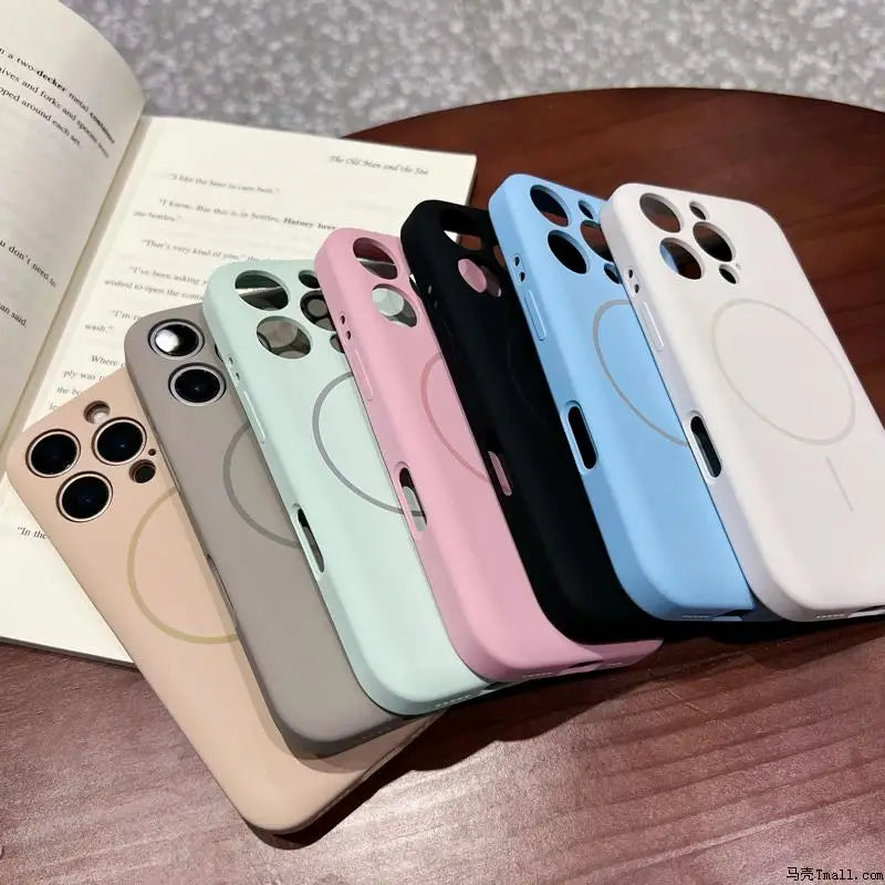 A collection of colorful smartphone cases with MagSafe rings.