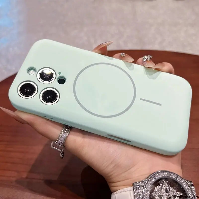 Light green phone case with a MagSafe ring.