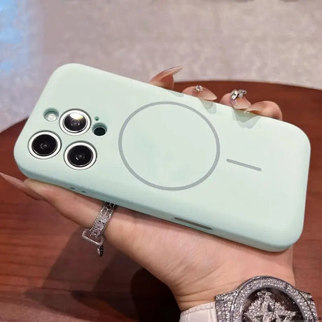 Light green phone case with a MagSafe ring.