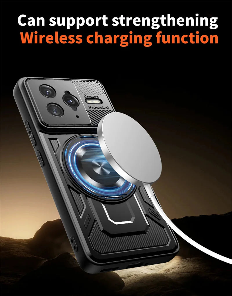 Rugged phone case with wireless charging support.