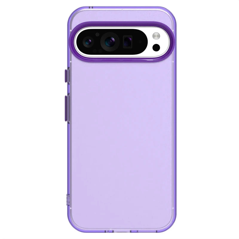 Lavender transparent phone case with a camera cutout.