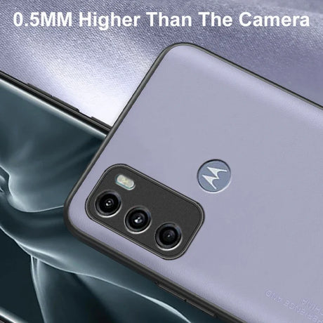 Purple smartphone in a protective case with a raised camera bump.