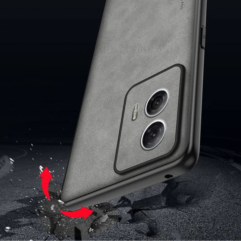 A durable, impact-resistant smartphone case with a textured grey finish and reinforced camera cutout.