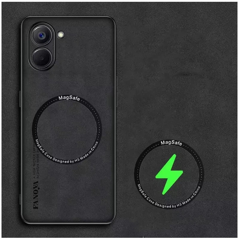 Black smartphone case with a circular MagSafe compatible magnet.