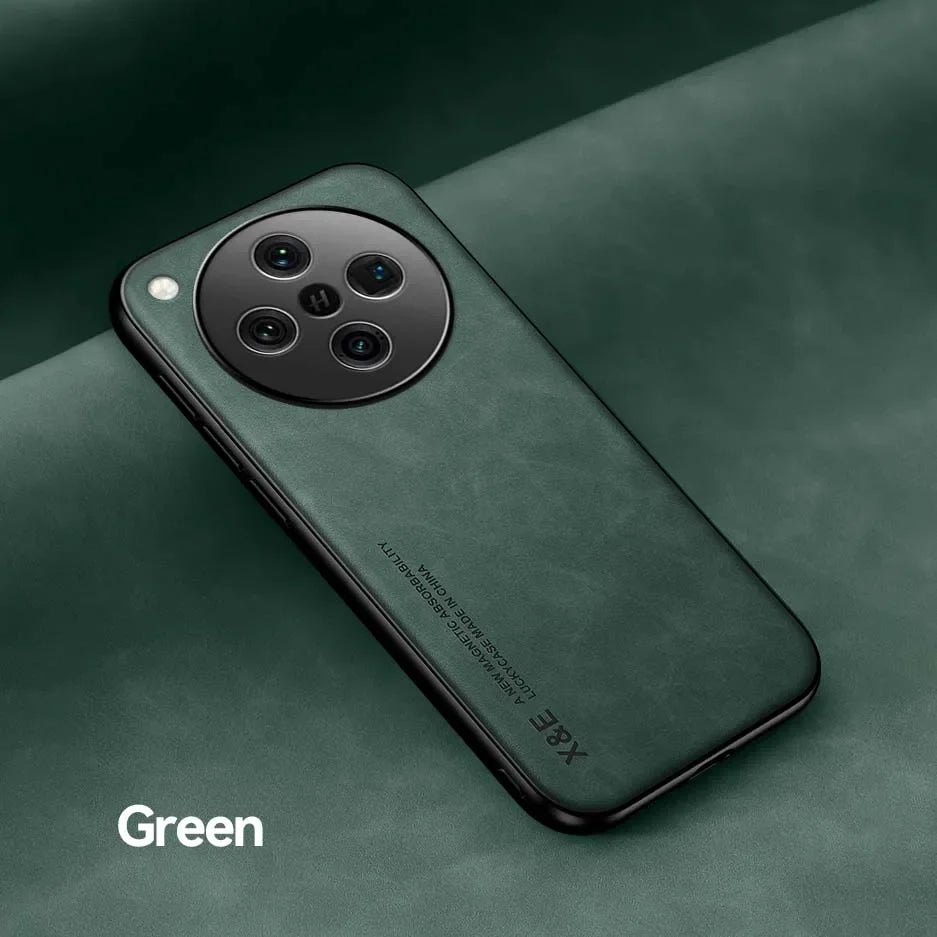 Dark green smartphone with a large circular camera module.