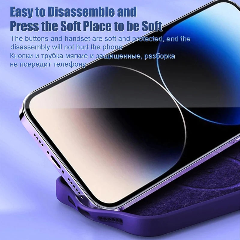 Purple protective phone case with a soft lining.