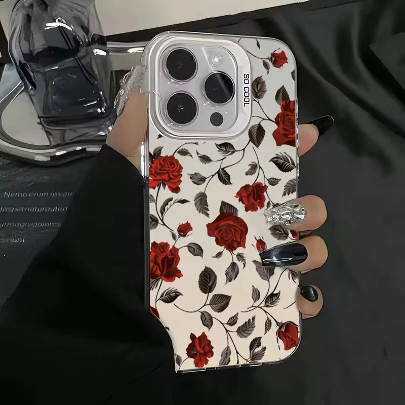 Retro Matte Red Rose Phone Case For Samsung Galaxy