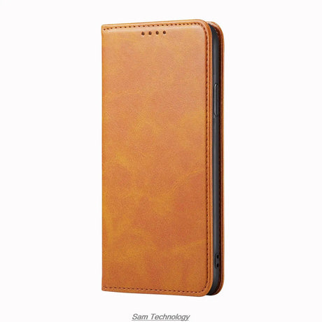 Brown faux leather wallet phone case.