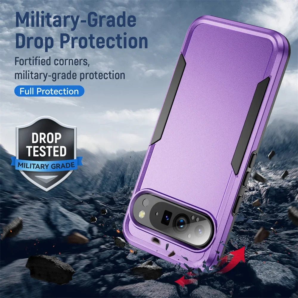 Purple military-grade drop-protective phone case.