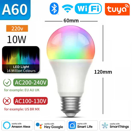 A60 smart LED light bulb with 16 million colors.