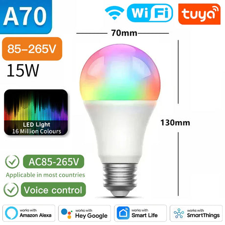 A70 15W smart LED light bulb.