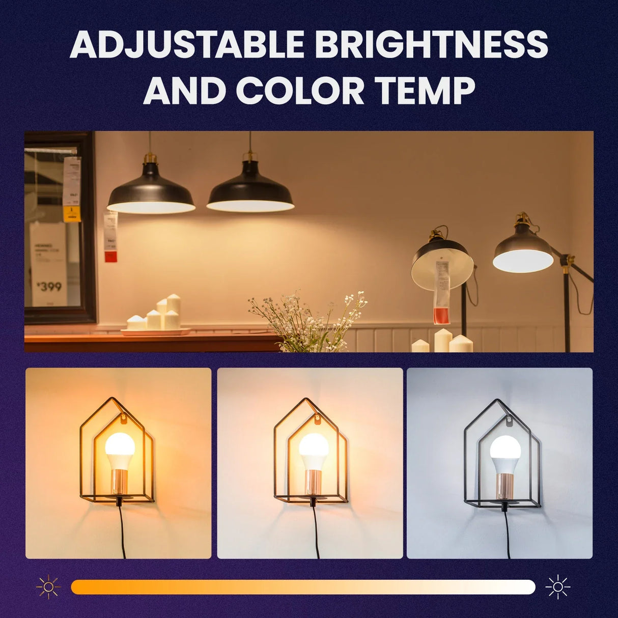 Adjustable color temperature lightbulb.