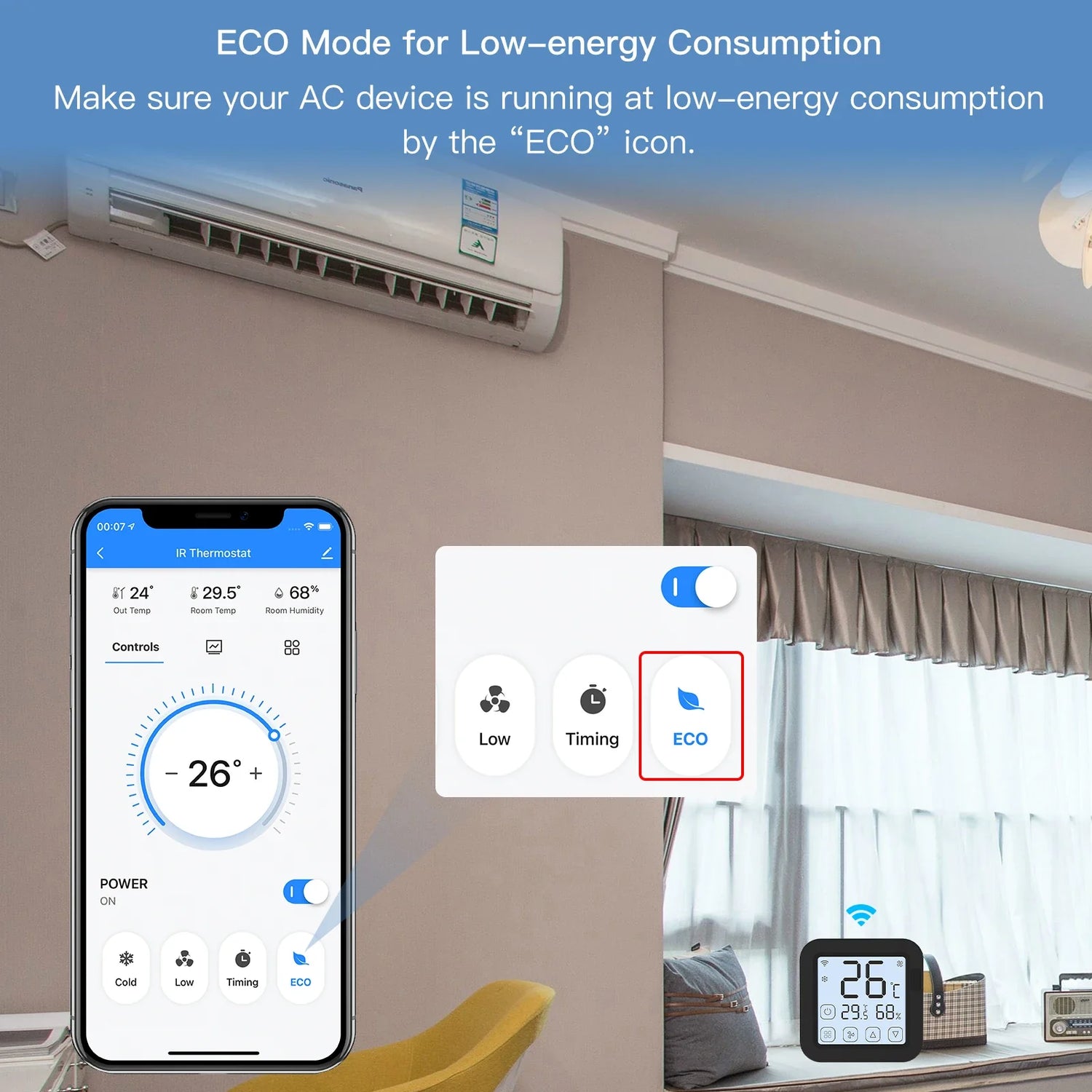 Air conditioner control interface.