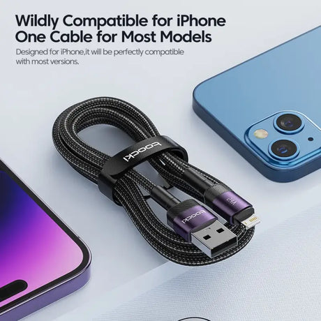 the usb cable is connected to an iphone