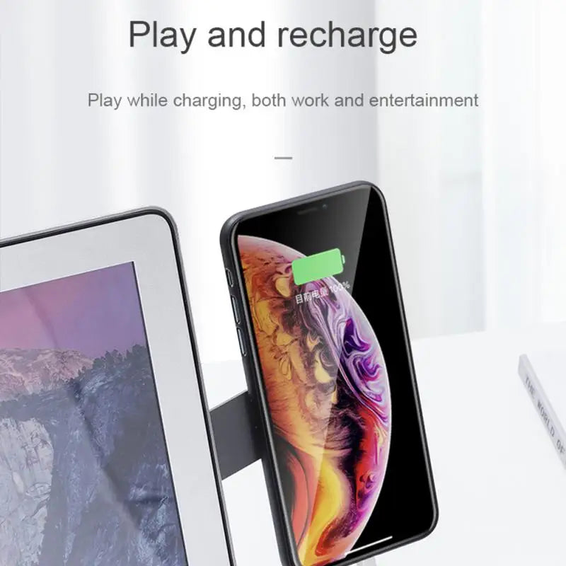 the iphone and ipad stand is shown with a tablet