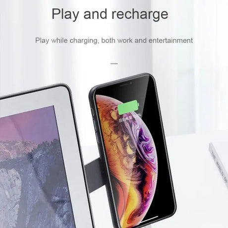 the iphone and ipad stand is shown with a tablet