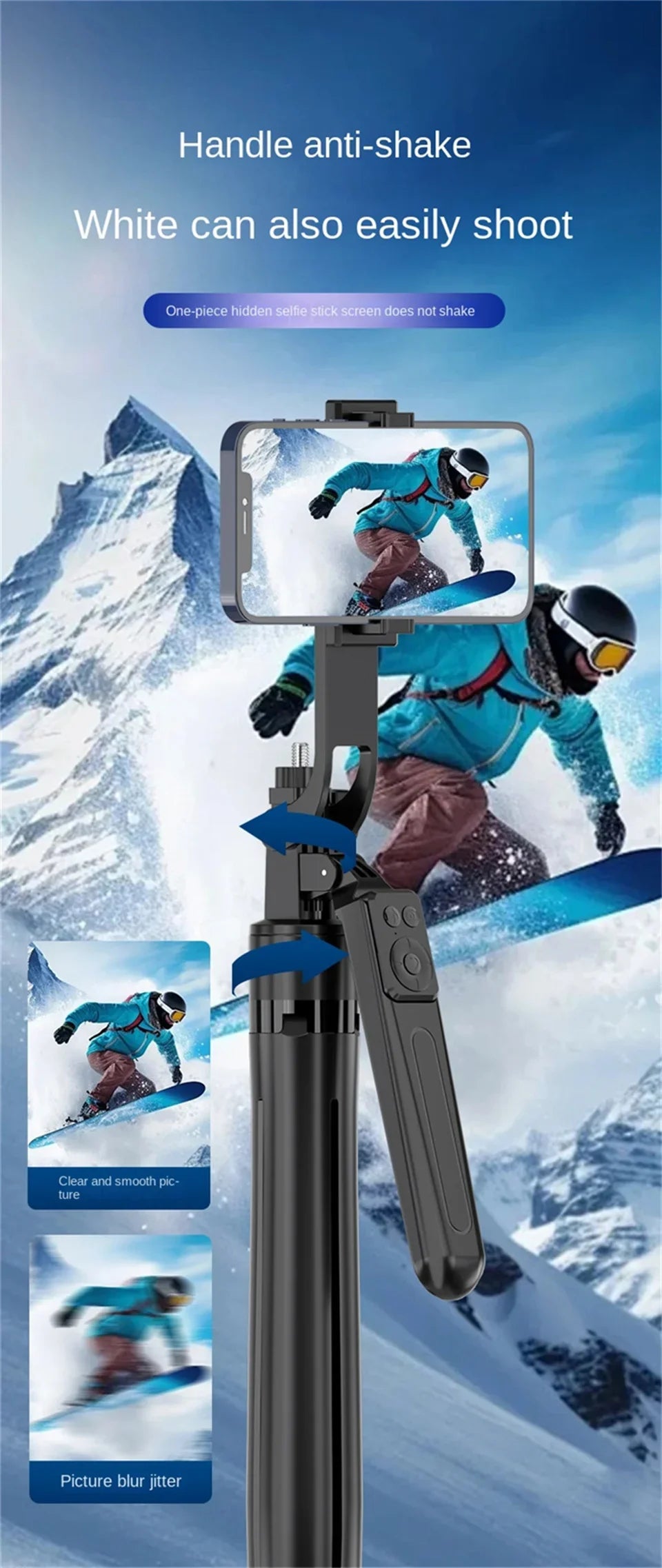 Anti-shake phone tripod.
