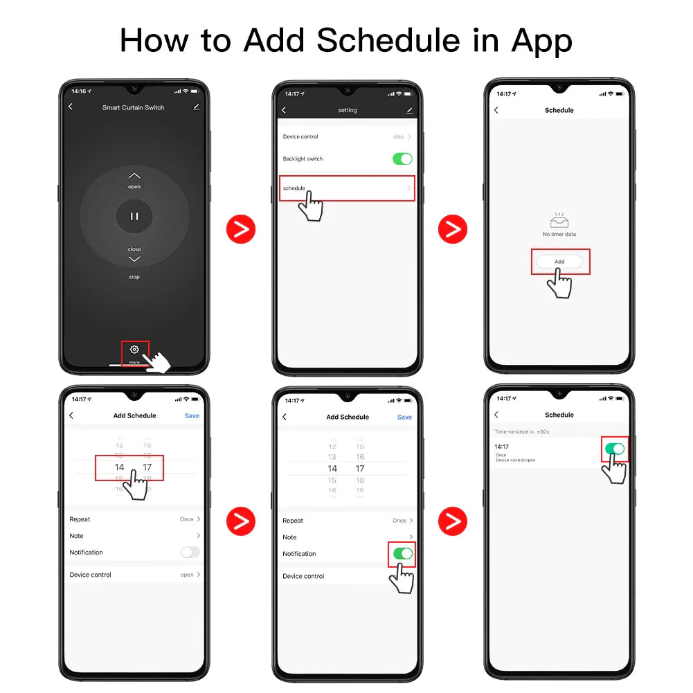 App schedule setup guide.