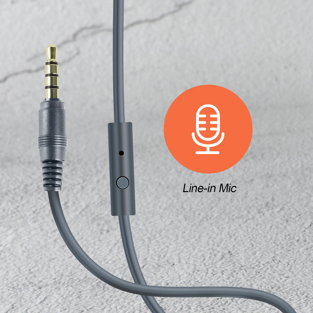 Audio cable with a 3.5mm jack and in-line microphone control.