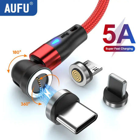 aufu 5a magnetic charging cable for iphone and android